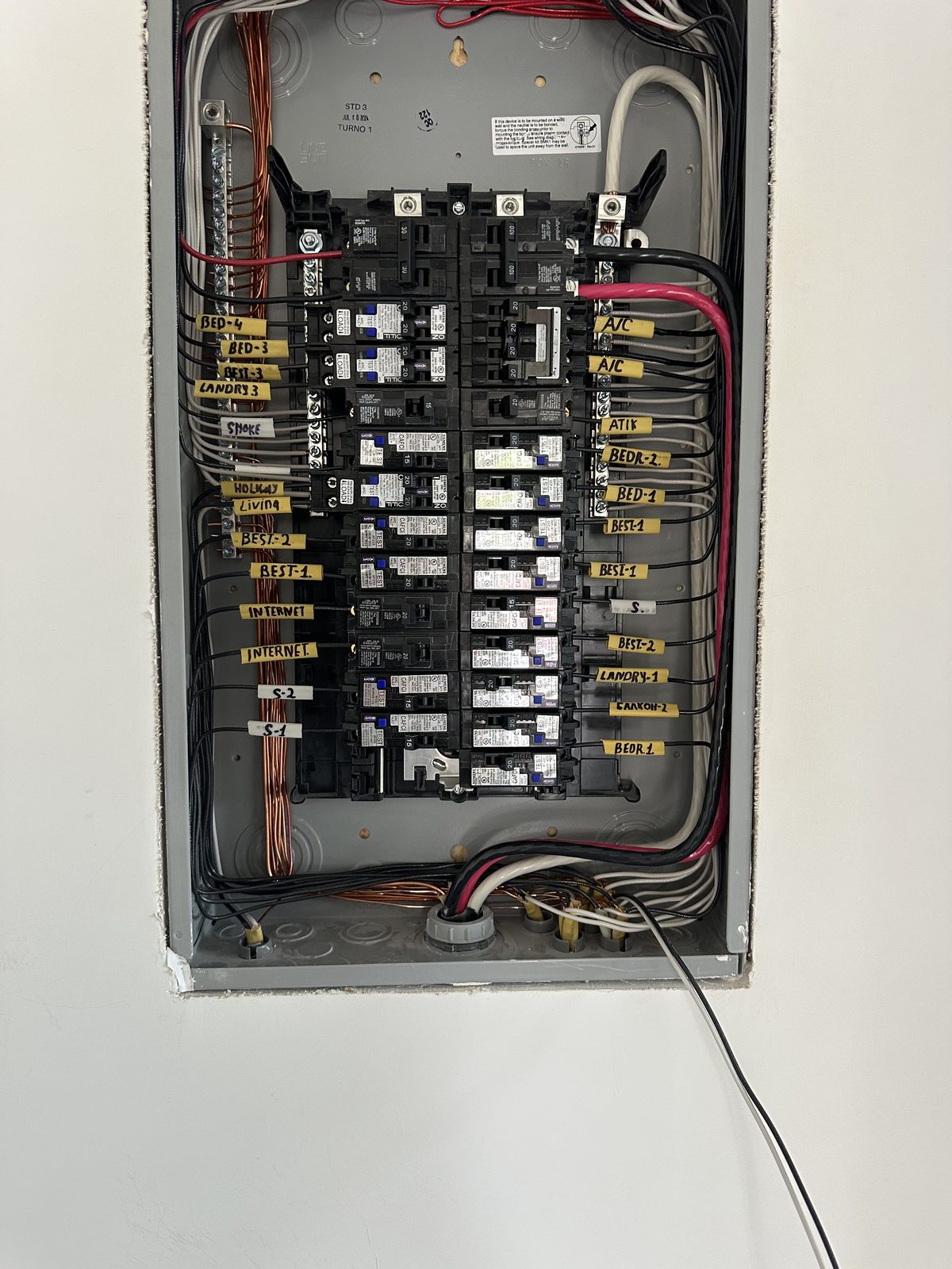 Upgraded electrical panel with every circuit individually labeled, installed by Timeless Electric